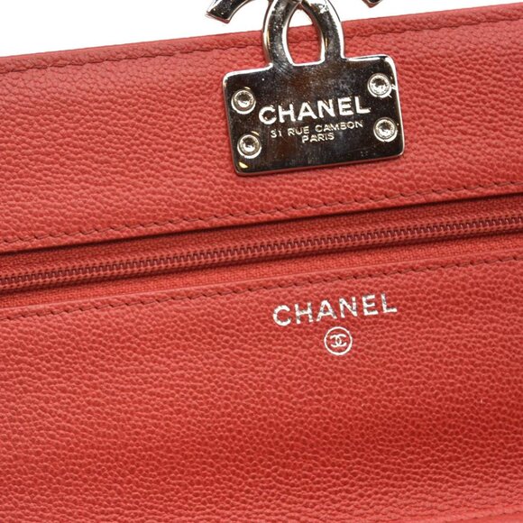 CHANEL Grained Calfskin Quilted CC Box Wallet On Chain WOC Red 27* - Picture 12 of 16